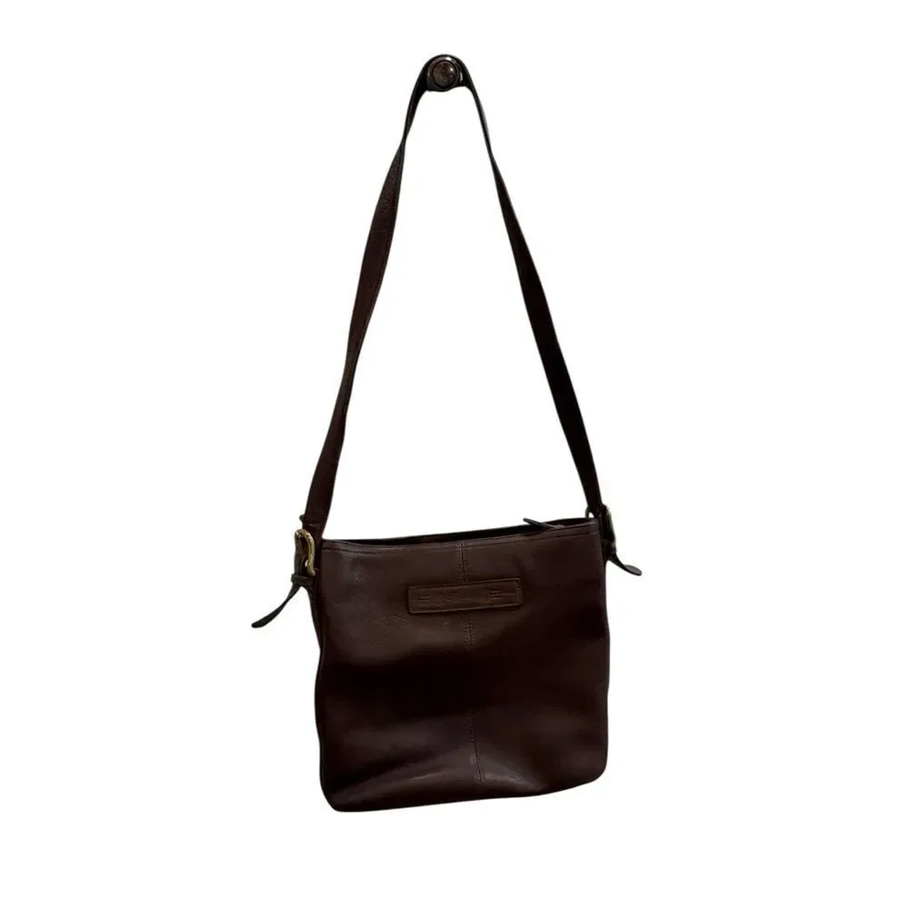 Fossil Leather Shoulder Bag Brown Style 75082 Key Charm Adjustable Strap